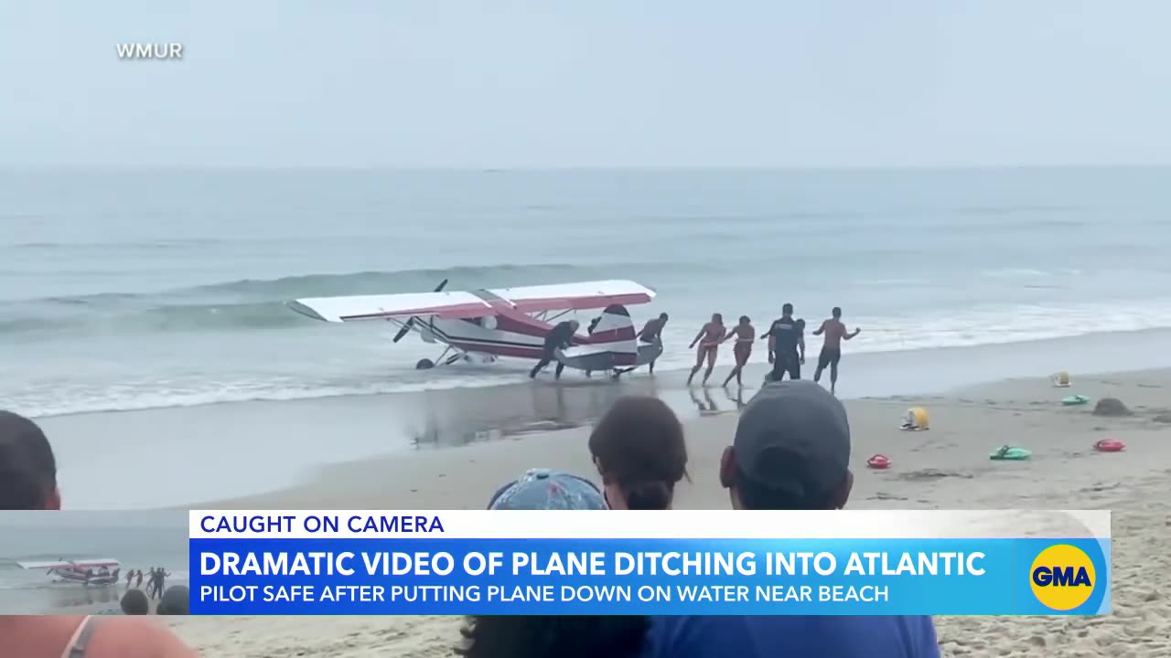 Small plane crash lands at busy New Hampshire beach | GMA