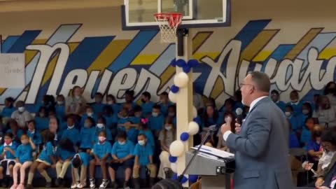 Maskless Education Sec Talks To Room Full Of Masked Kids...