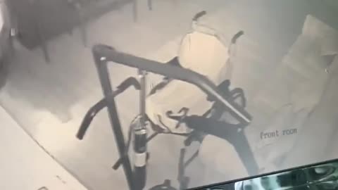Evil ghost pushes a old person down.