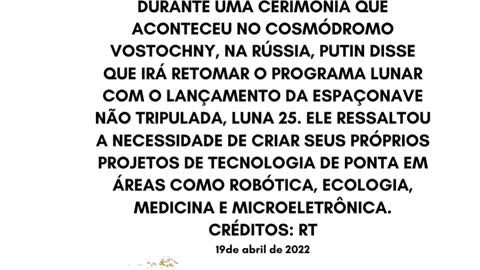 Putin retomará o programa lunar.