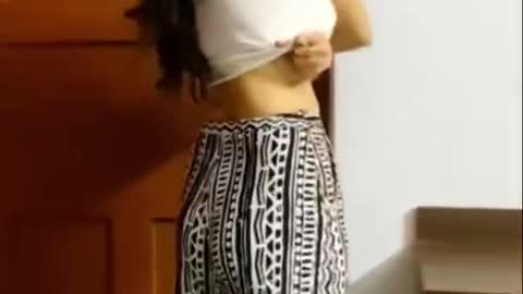 Girl remove dress dog see