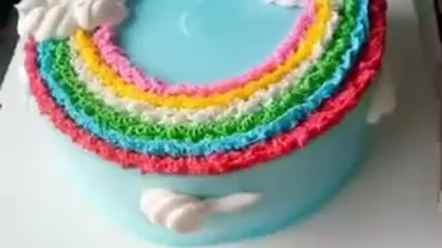 Rainbow birthday cake decorating idea 🌈🎂😋