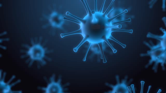 Virus Cells, Floating In Fluid With Blue Background Free