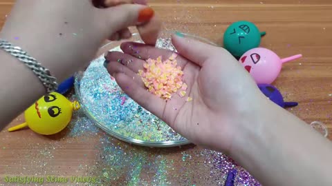 Mixing Makeup and Glitter into Fluffy Slime ! SlimeSmoothie Relaxing Slime with