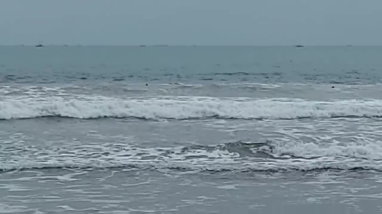 The Seconds of 3 People Being Carried by the Waves on the Beach