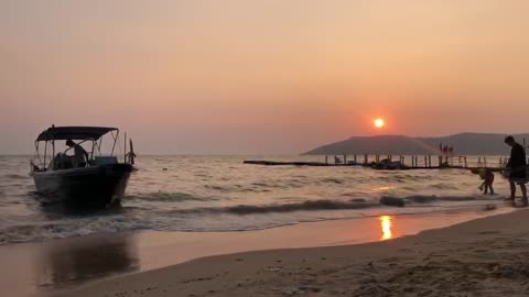 The seaside is particularly beautiful under the setting sun