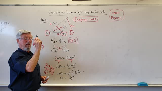 Math Trigonometry Set B 04 Non Right Angled Triangles Sine Rule Calculating an Angle Mostly for Year/Grade 10 and 11