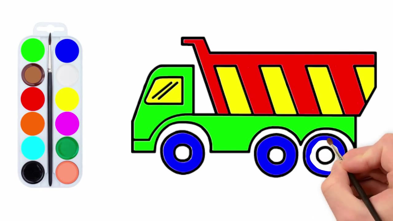 How to Draw Truck Easy Step by Step and Coloring For Kids