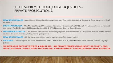 October 17:The National Law Amendment Act (QLD) & Supreme Court Judges & Justices meeting'