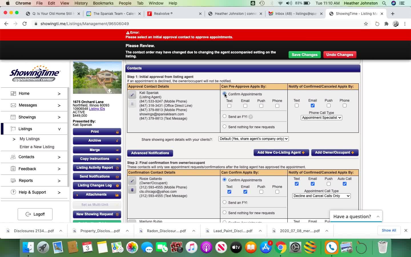 How to make changes in Showingtime