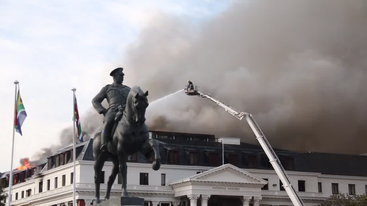 Fire Ravages Roof of South Africa Parliament Building