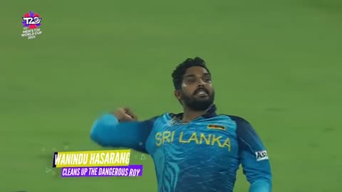 Wanindu hasaranga bowling out Jason Roy has voult.