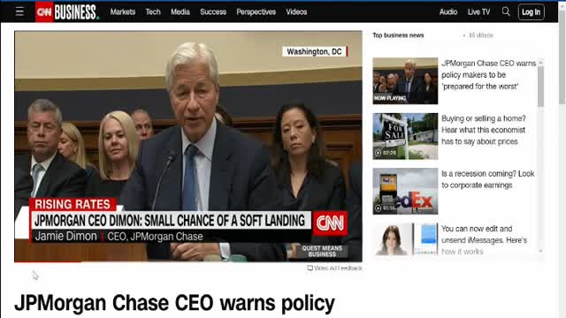 Chase bank says there will be hard times to come