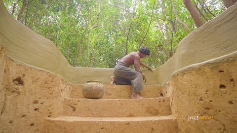 How to Build The Most Beautiful Swimming Pool for my Secret Underground House by Ancient Skills