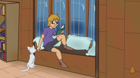 Cozy reading by the fire| an animation