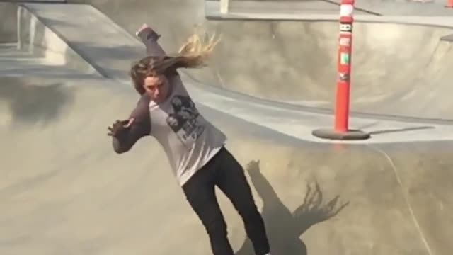 Long blonde hair skater dude skate fail