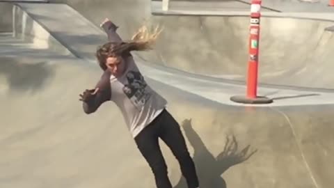Long blonde hair skater dude skate fail