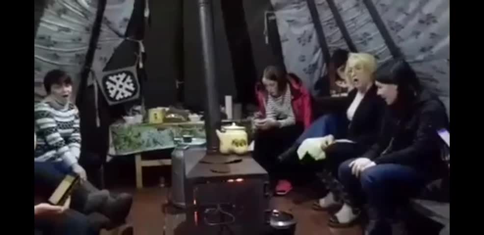 Singing in a teepee in Ukraine