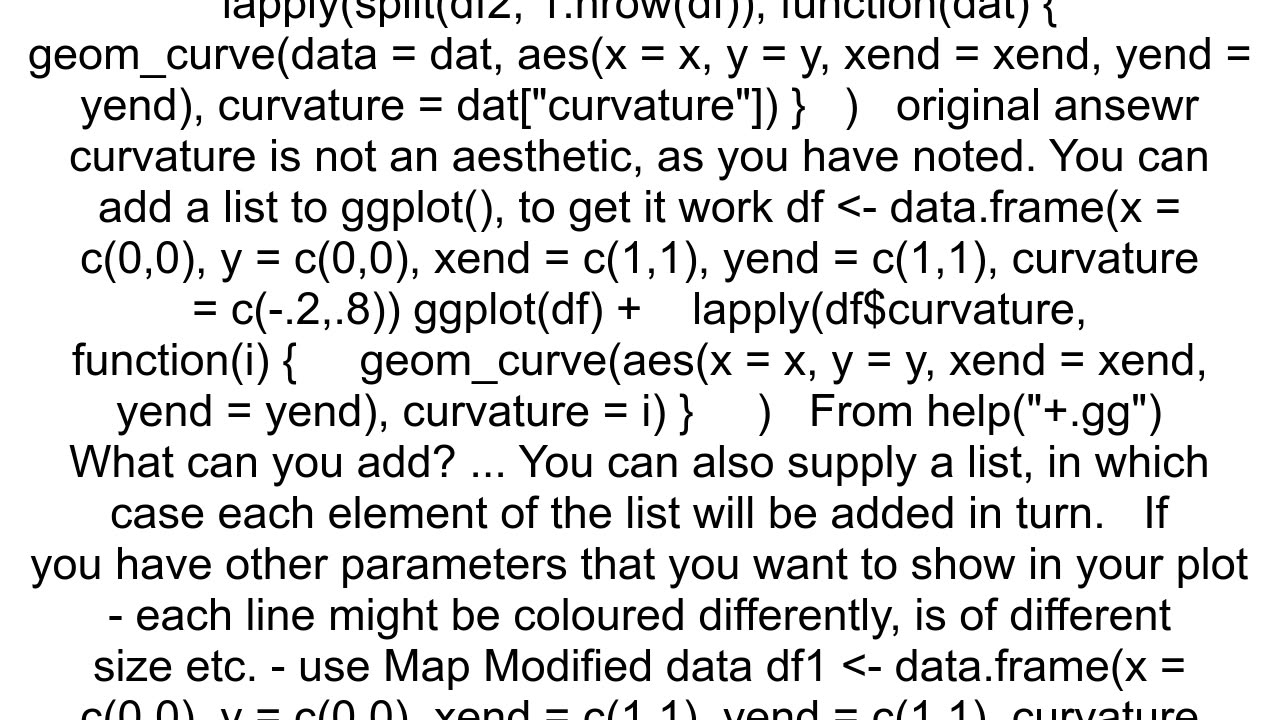 How can I pass individual curvature arguments in ggplot2 geom_curve function