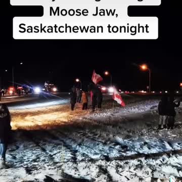 The freedom trucker convoy driving through Moose Jaw Canada
