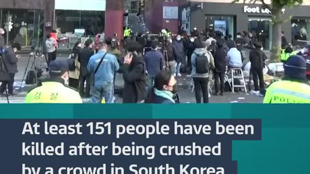 At least151 people have been killed after being crushed by a crowd in South Korea