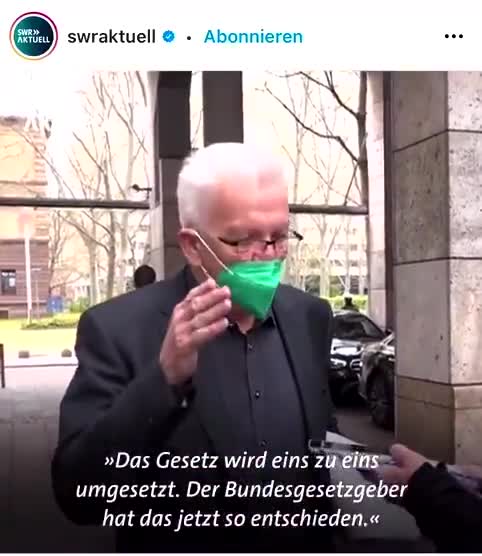 Winfried Kretschmann, MP Baden-Württemberg: "Gehorrrchen" (22. April 2021)