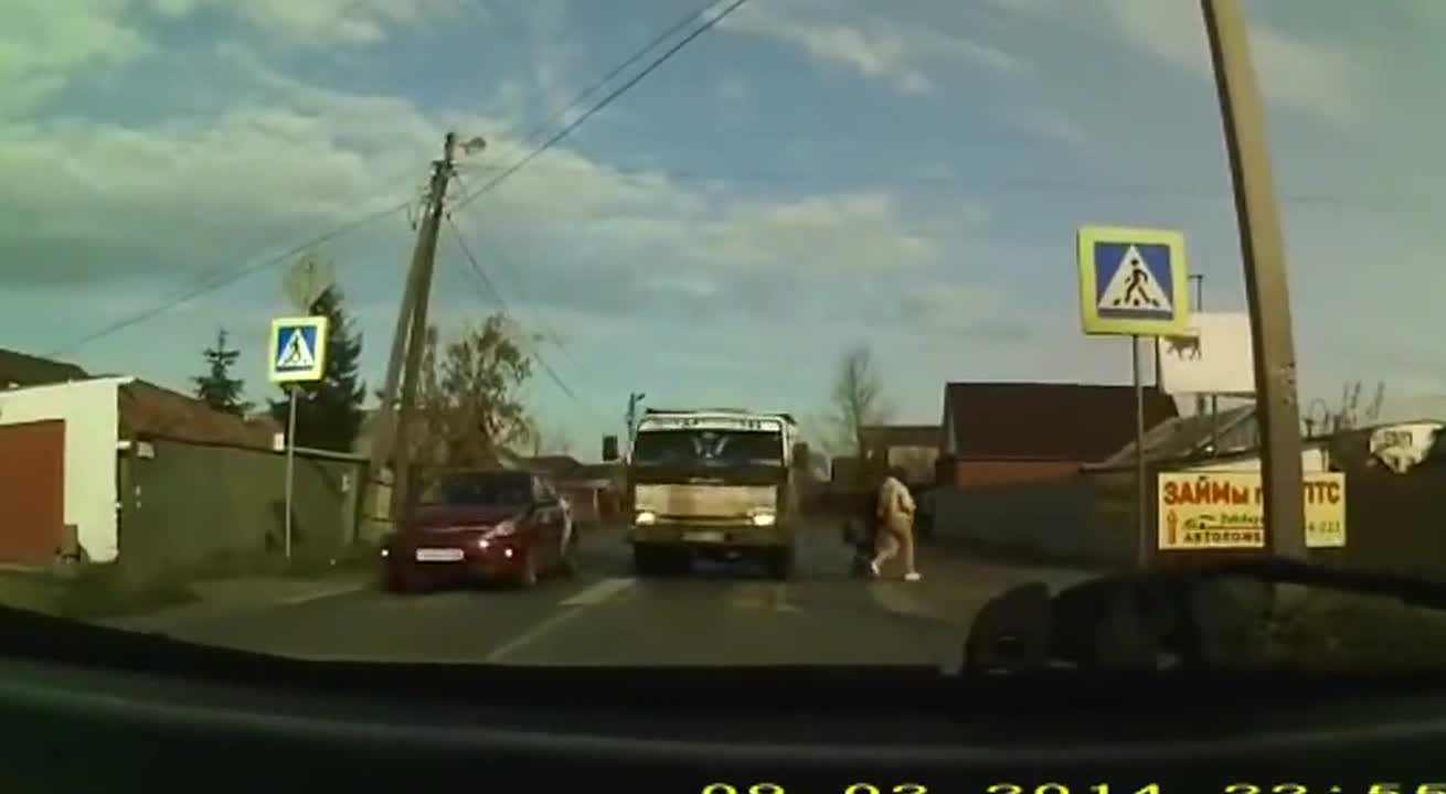 Very close call on pedestrian crossing