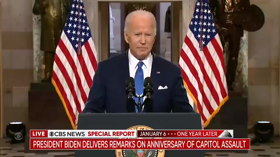 Angry Biden Lies, claims Jan 6 had armed Americans