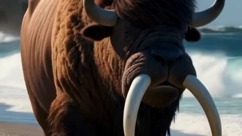 Discover the Majestic Bison-Walrus Hybrid by the Sea!