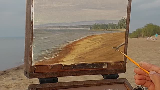 Plein air painting in Lake Erie