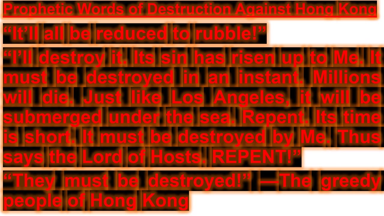 Prophetic Words of Destruction Against Hong Kong