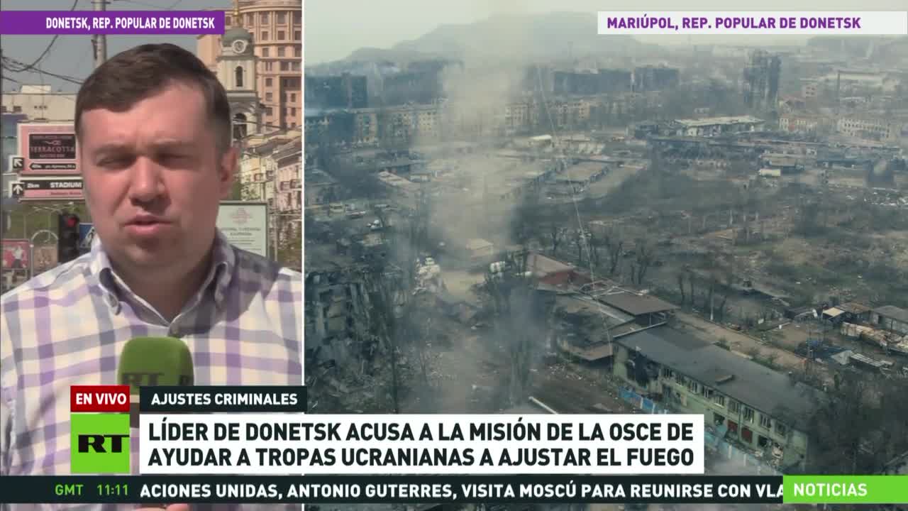 Il leader di Donetsk accusa la missione OSCE di aiutare le truppe ucraine a regolare il fuoco dell'artiglieria.Inoltre,ha detto che i nazisti del battaglione Azov,circondati a Mariupol,chiedono di essere evacuati con le loro armi in Turchia.(??)