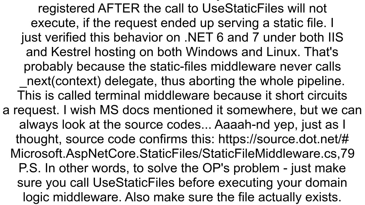 Detect static file request from NET core middleware