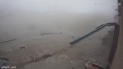 bomb hitting ukraine warehouse