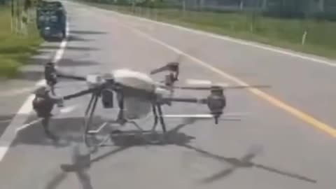 Massive 8 Rotor Drone Hit By Speeding Truck(Insane)