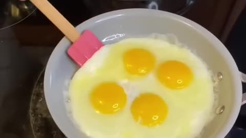 Add eggs to boiling oil