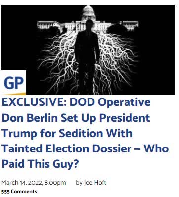 DOD Operative Don Berlin Set Up President Trump for Sedition With Tainted Election Dossier