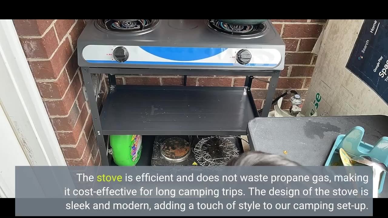 Propane Gas Stove 2 Burner Gas Stove with Removable Leg Stand Portable Gas Stove Black Auto Ignition