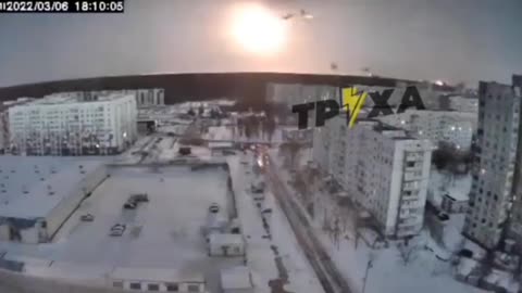 Visual of a rocket or a plane which was shot down in the sky over Kharkov by Ukrainian Air Defenses