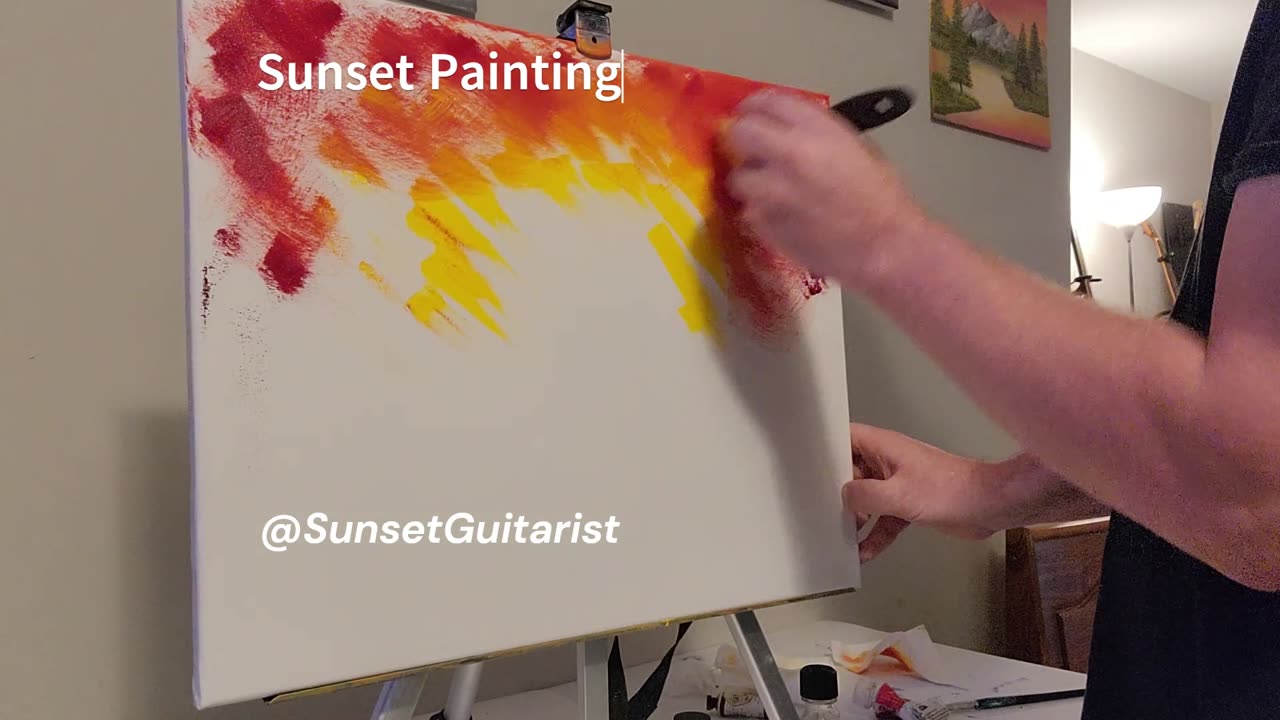 Sunset Painting Time lapse - Acoustic Guitar Original "What's Up" - based on song by 4 Non Blondes