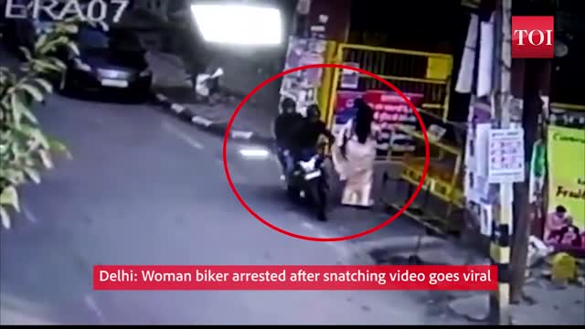 Woman biker arrested after snatching video goes viral