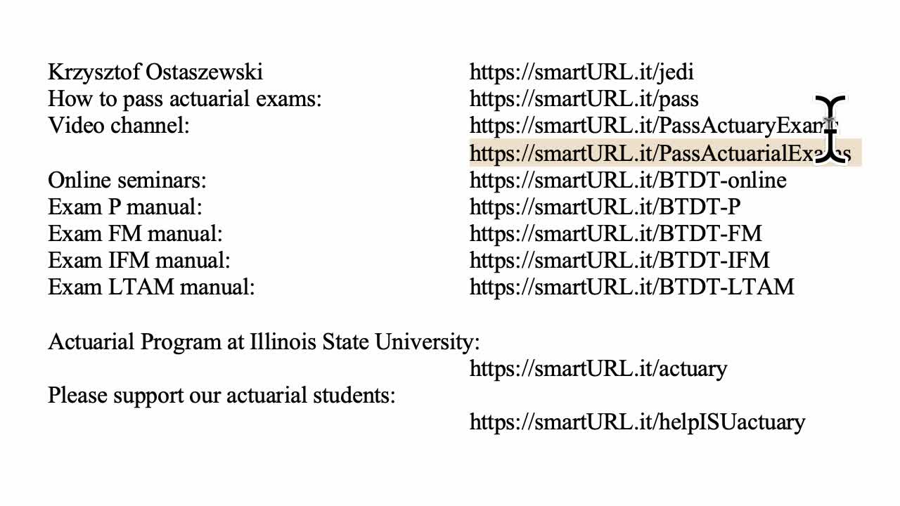 Exam FM exercise for March 27, 2022