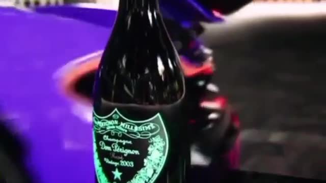 Super car pops the cork of a bottle