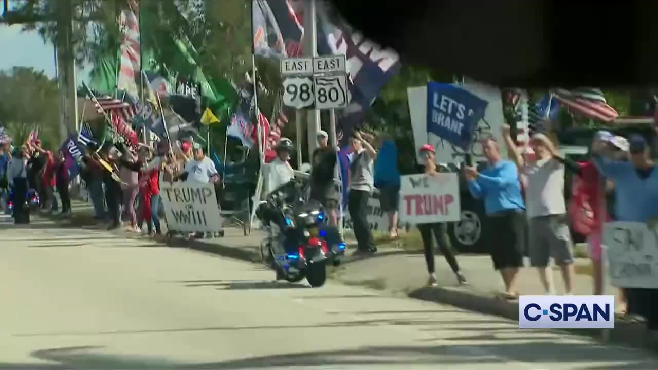 Trump Supporters Greet Biden Alongside Motorcade Route In Palm Beach Florida