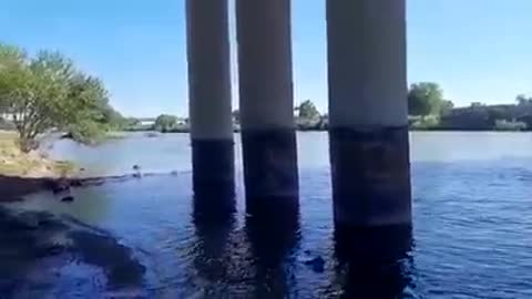 American border patrol making its daily route on the Rio Grande to help the crossing of migrants