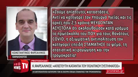 Κ.Φαρσαλινός: «Απίστευτη κατάντια του πολιτικού συστήματος»