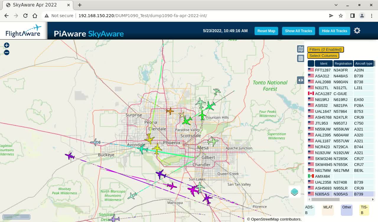 May 23 2022 - time lapse phoenix air traffic with linux