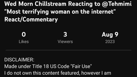 Wednesday morning chill stream.