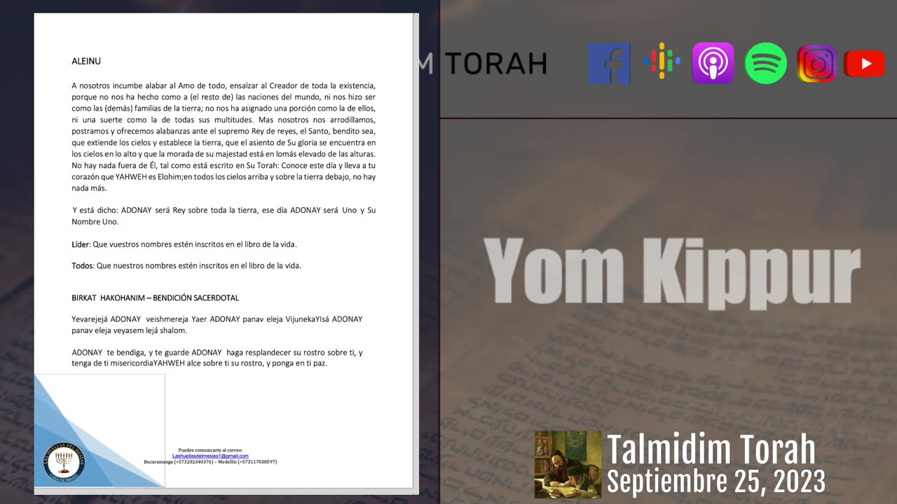 Talmidim Torah Yom Kippur Septiembre 24 2023