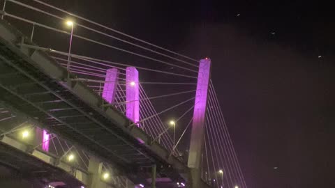 Goethals Bridge at night